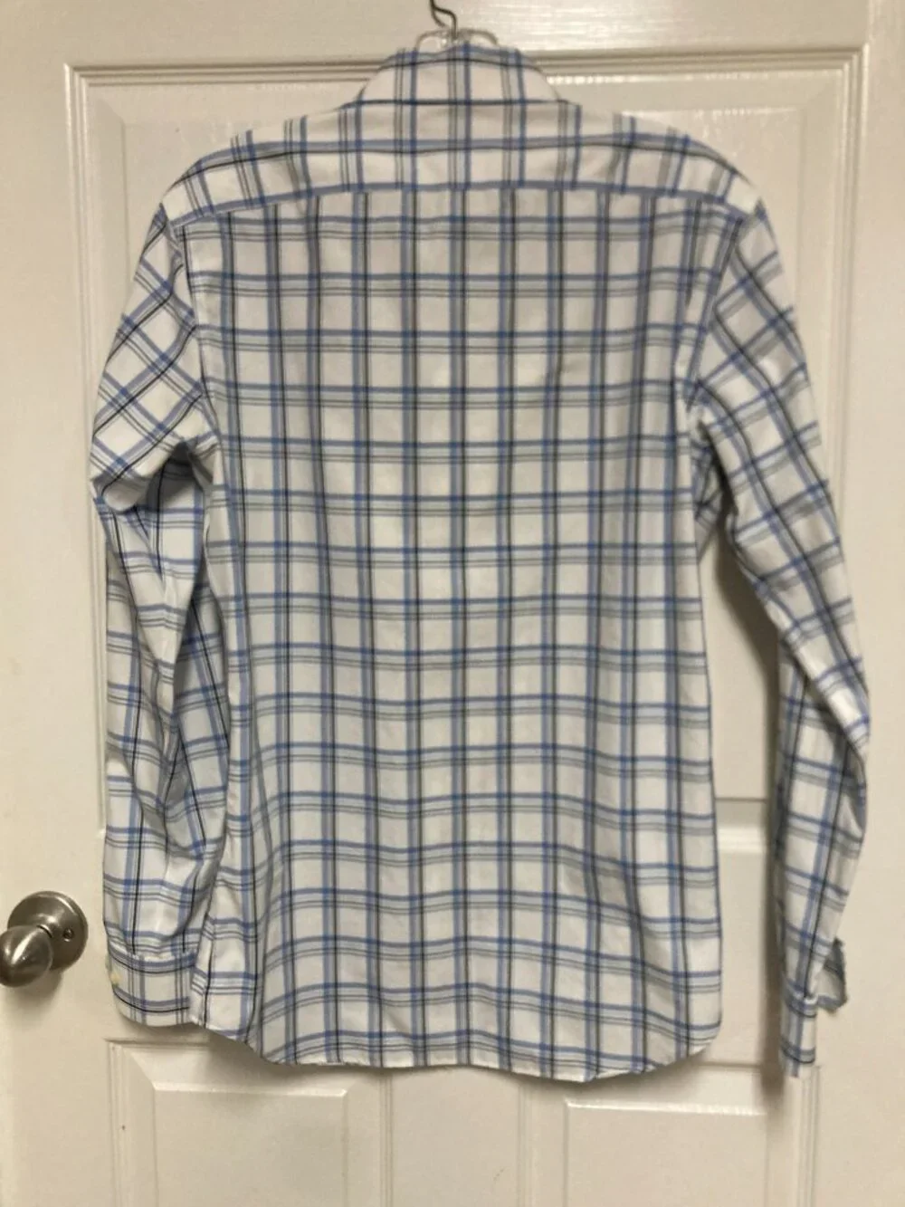 Banana Republic dress shirt Non-Iron Tailored Slim Fit blue/white plaid size sma